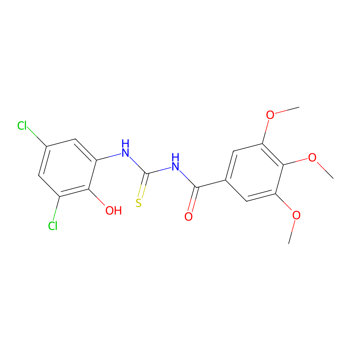 N-[(3,5-dichloro-2-hydroxyphenyl)carbamothioyl]-3,4,5-trimethoxybenzamide molecular structure, CAS 838842-24-3