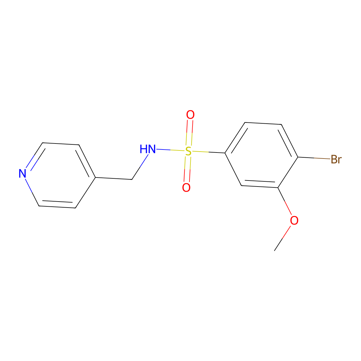 4-bromo-3-methoxy-N-(pyridin-4-ylmethyl)benzenesulfonamide molecular structure, CAS 838842-34-5