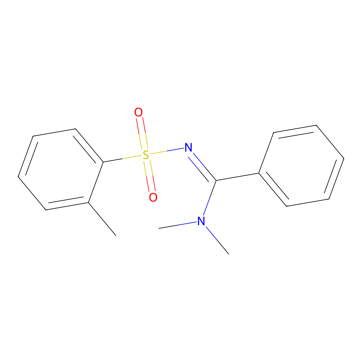 (Z)-N,N-Dimethyl-N'-(2-methylbenzenesulfonyl)benzenecarboximidamide molecular structure, CAS 838842-45-8
