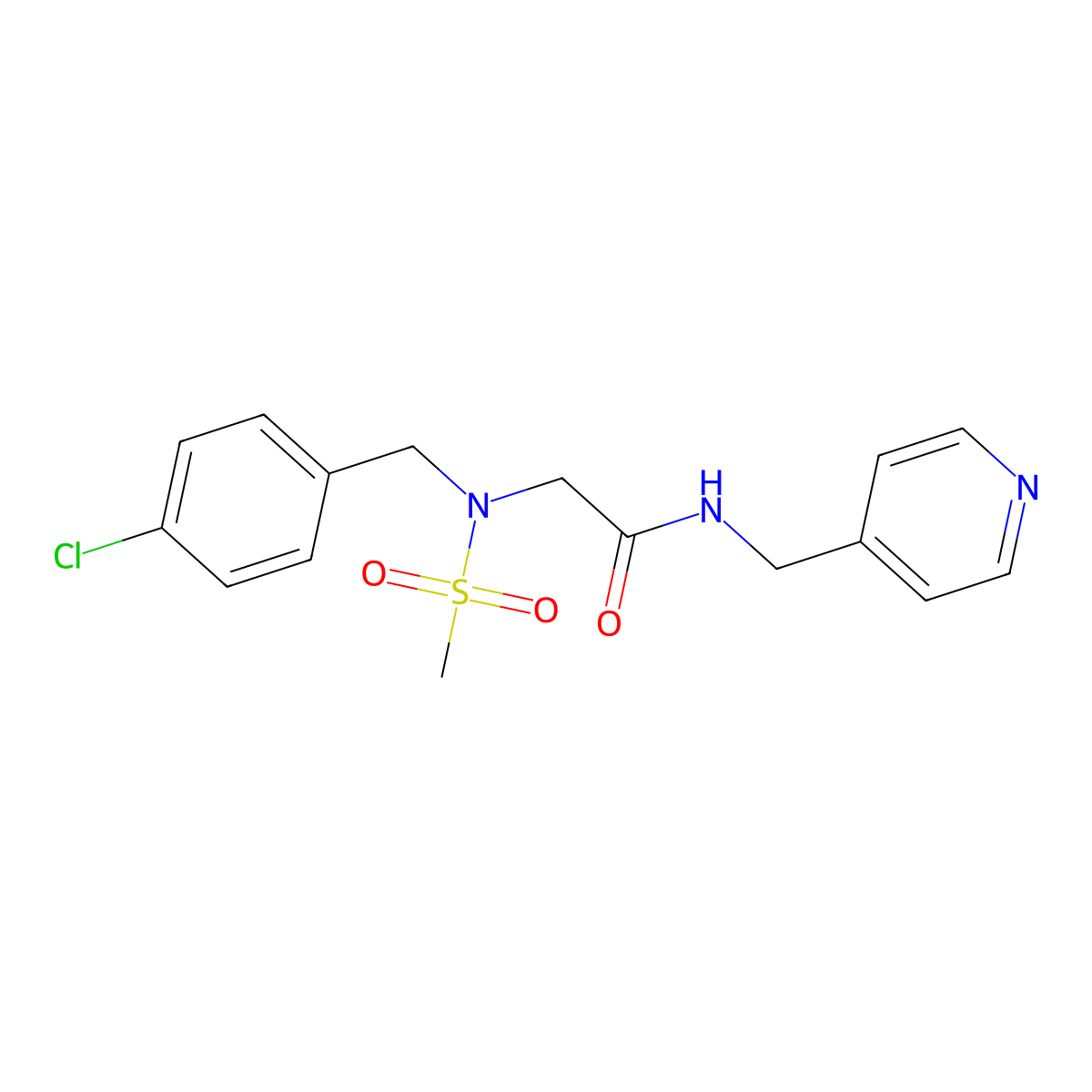 2-[(4-chlorophenyl)methyl-methylsulfonylamino]-N-(pyridin-4-ylmethyl)acetamide molecular structure, CAS 838842-46-9