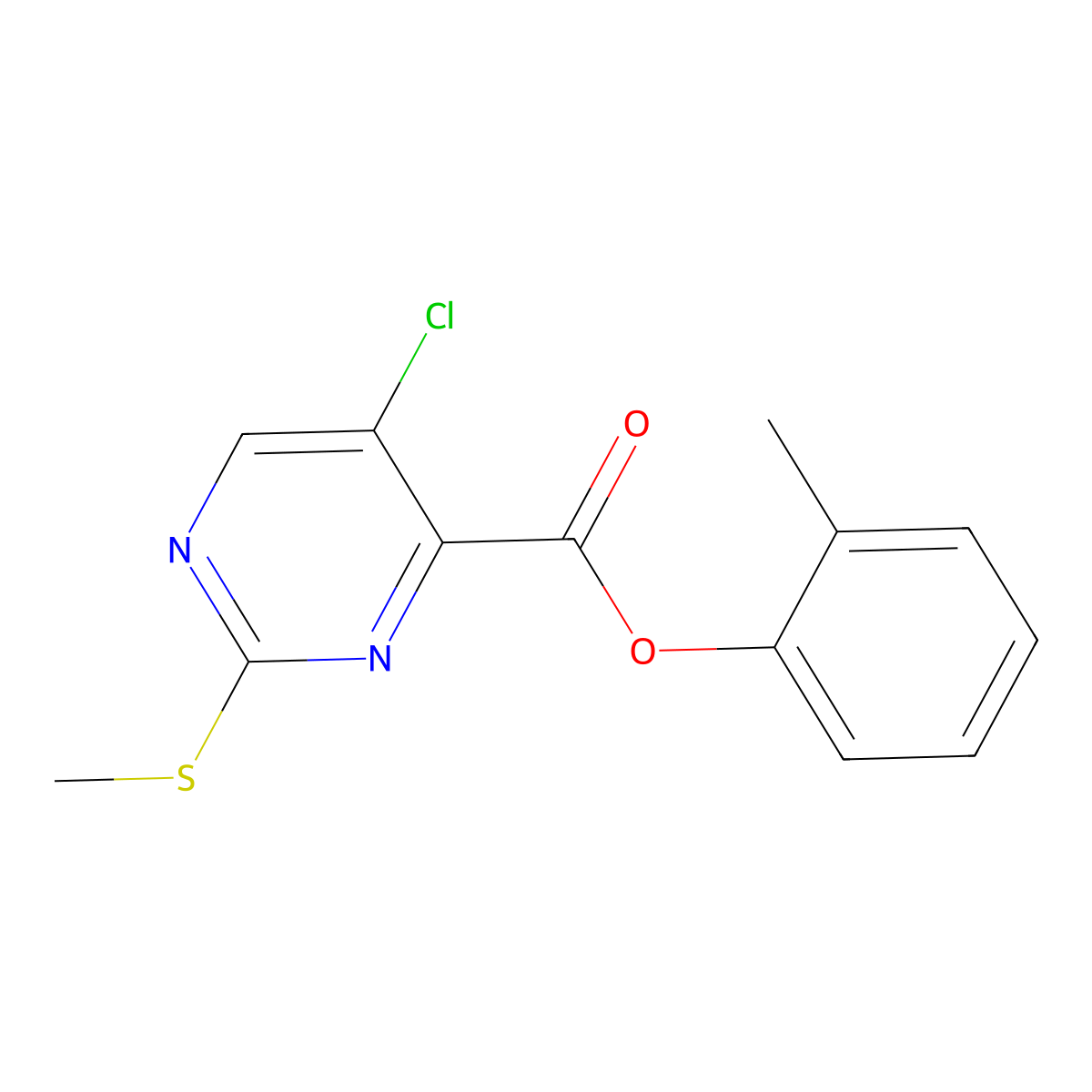 2-Methylphenyl 5-chloro-2-(methylsulfanyl)pyrimidine-4-carboxylate molecular structure, CAS 838842-65-2