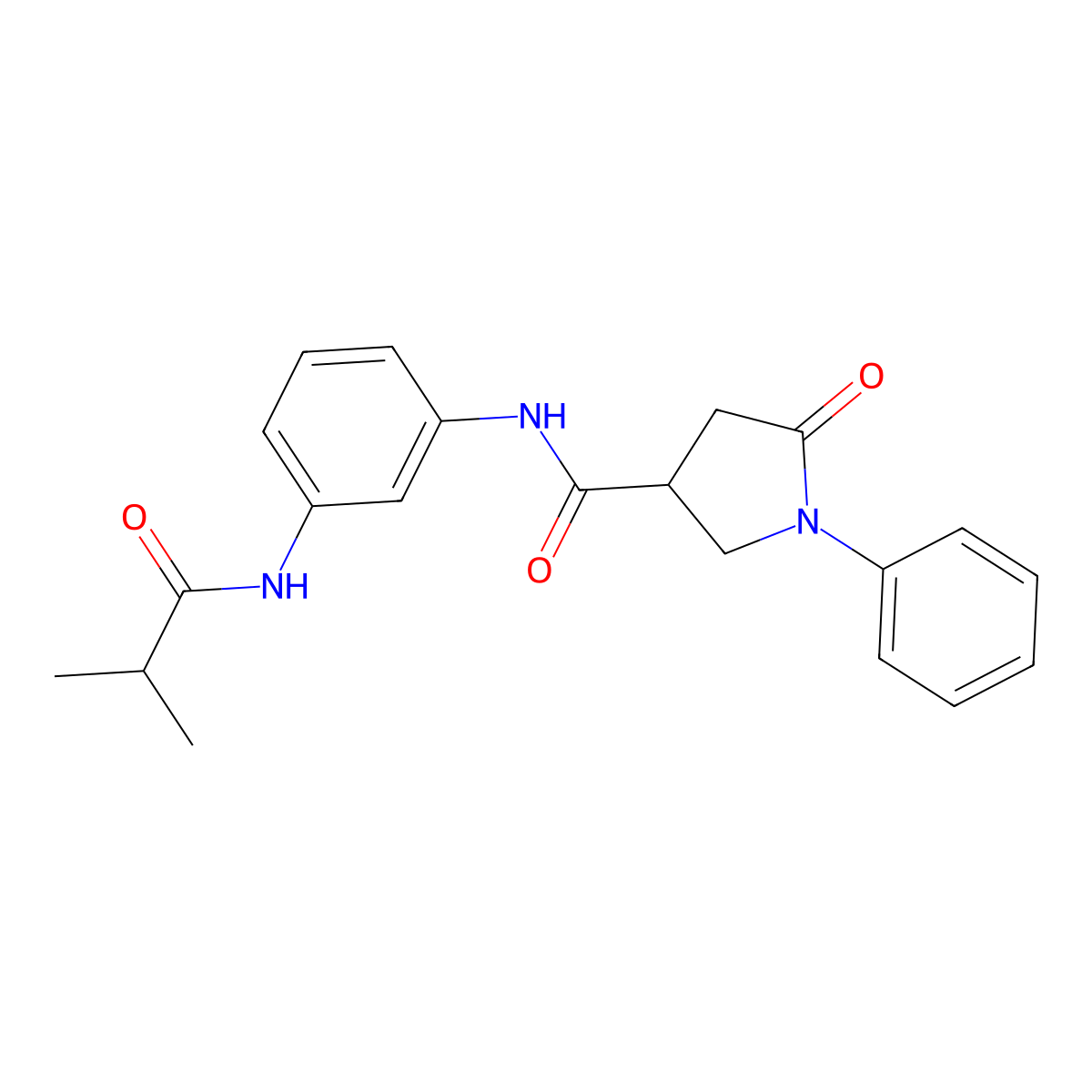 N-[3-(2-methylpropanoylamino)phenyl]-5-oxo-1-phenylpyrrolidine-3-carboxamide molecular structure, CAS 838842-78-7