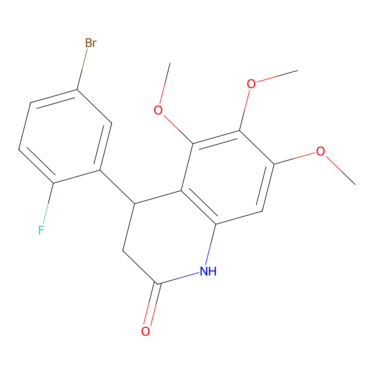 4-(5-bromo-2-fluorophenyl)-5,6,7-trimethoxy-3,4-dihydroquinolin-2(1H)-one molecular structure, CAS 838842-80-1