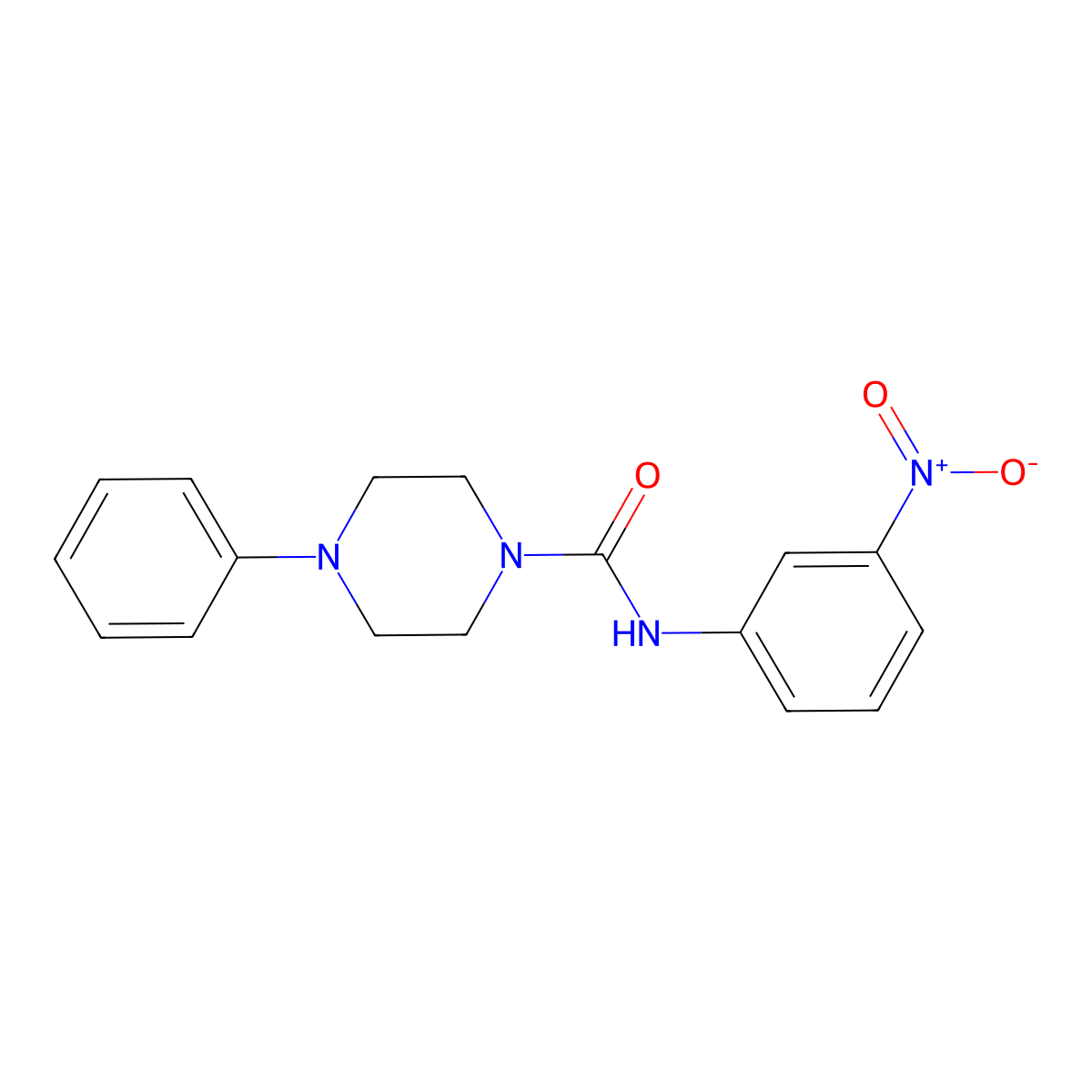 N-(3-nitrophenyl)-4-phenylpiperazine-1-carboxamide molecular structure, CAS 838842-82-3