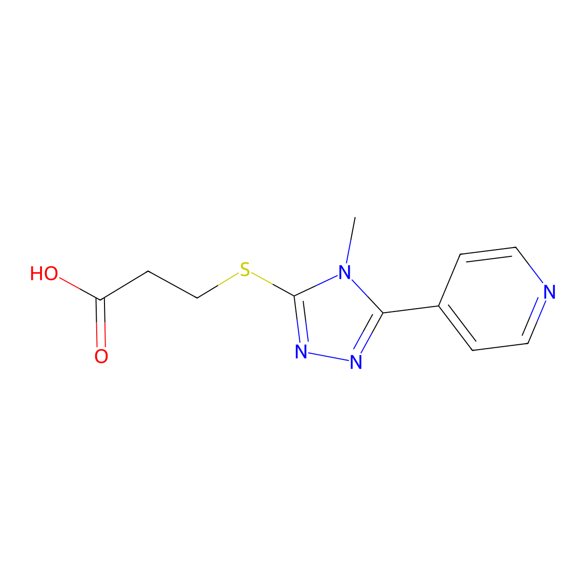 3-(4-Methyl-5-pyridin-4-yl-4H-[1,2,4]triazol-3-ylsulfanyl)-propionic acid molecular structure, CAS 838843-11-1