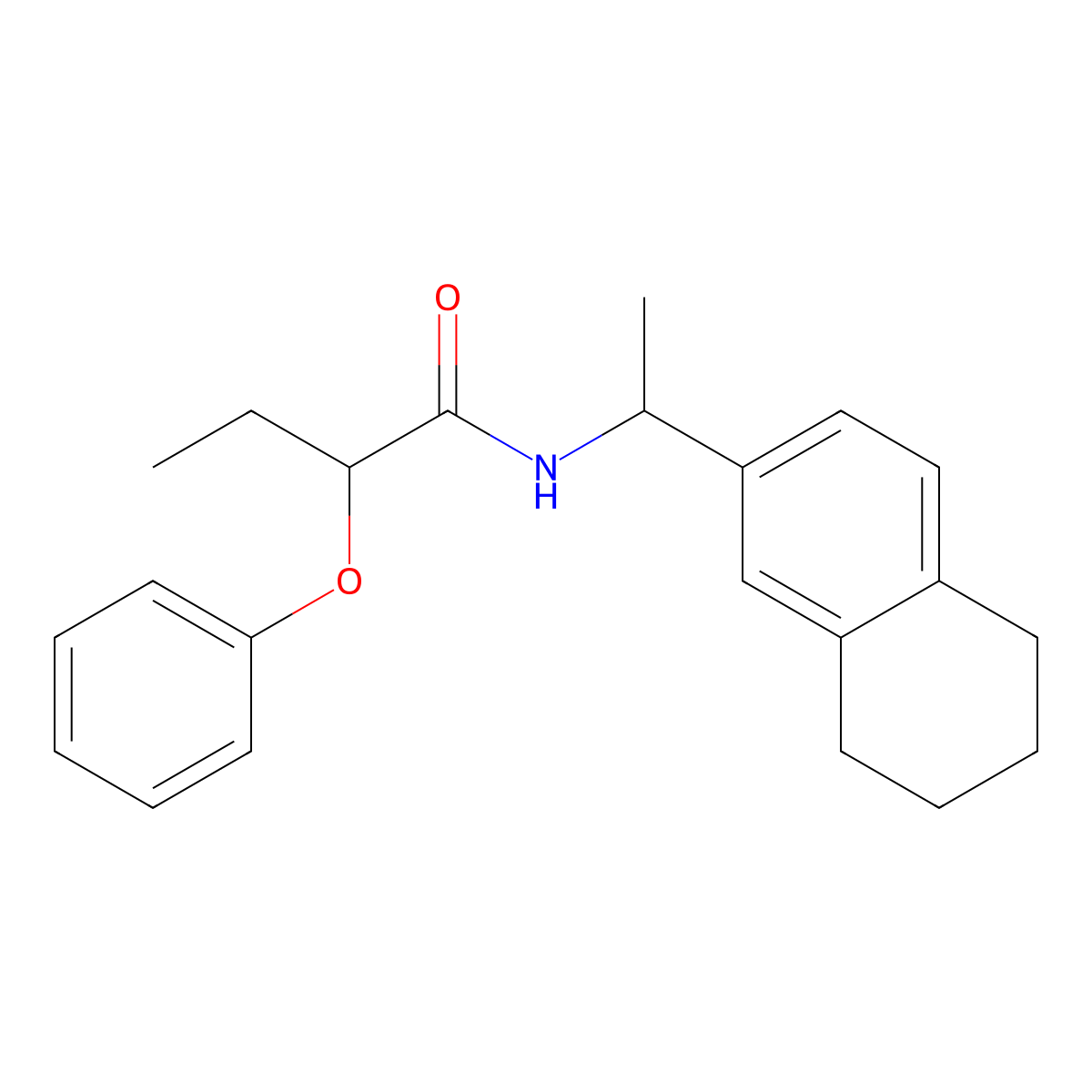 2-phenoxy-N-[1-(5,6,7,8-tetrahydronaphthalen-2-yl)ethyl]butanamide molecular structure, CAS 838843-12-2