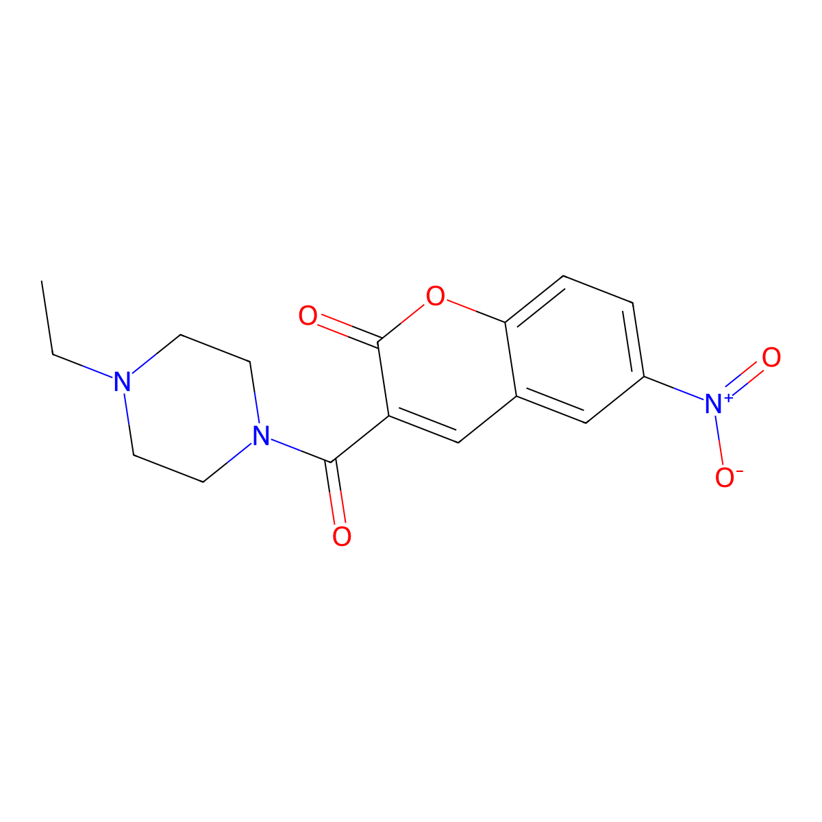 3-(4-ethylpiperazine-1-carbonyl)-6-nitro-2H-chromen-2-one molecular structure, CAS 838843-35-9