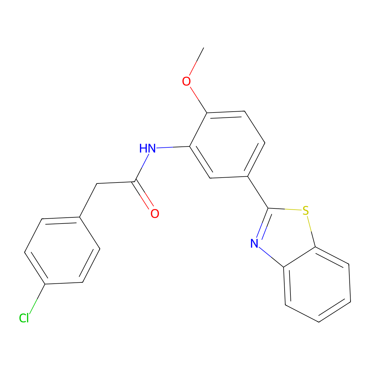 N-[5-(1,3-benzothiazol-2-yl)-2-methoxyphenyl]-2-(4-chlorophenyl)acetamide molecular structure, CAS 838843-36-0