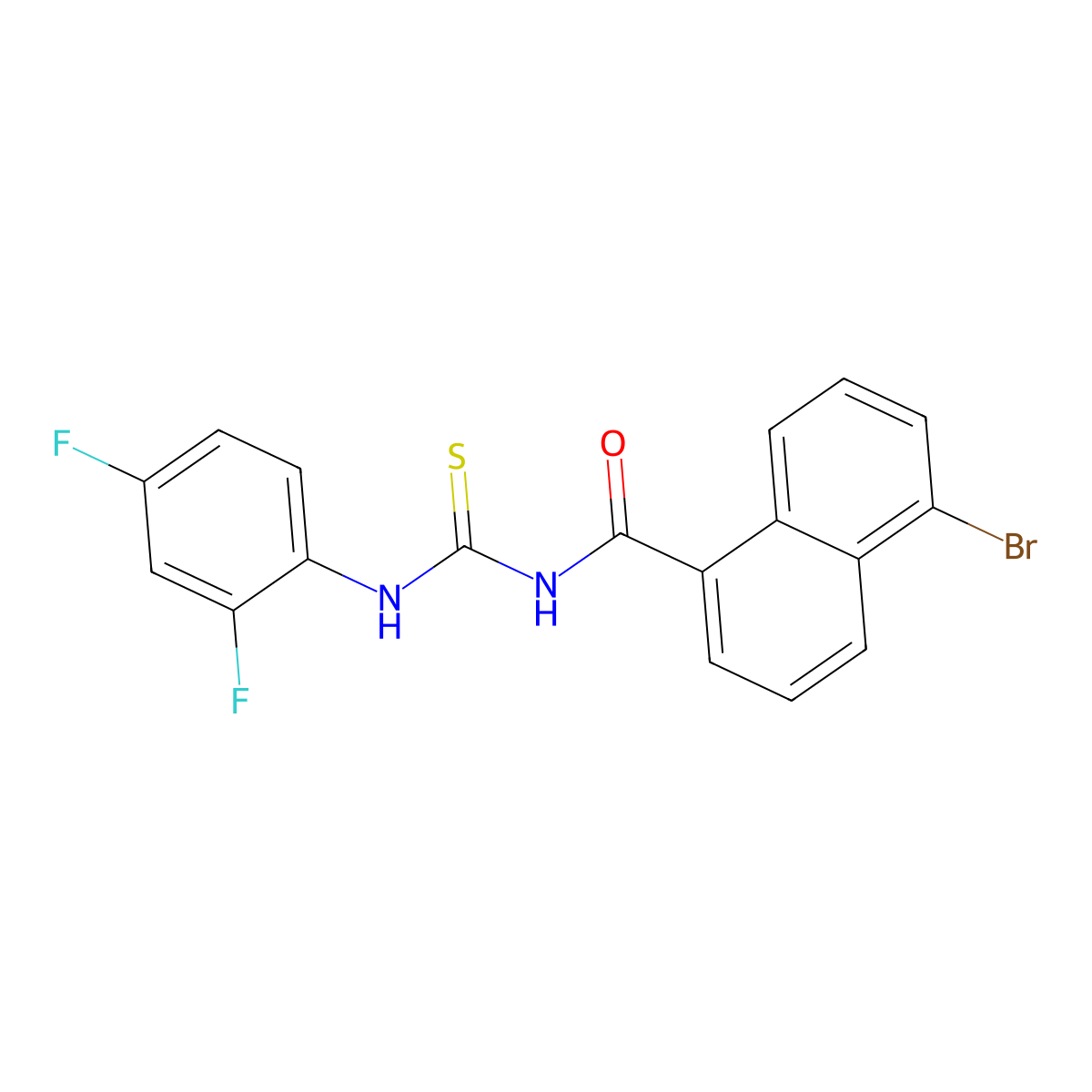 5-bromo-N-[(2,4-difluorophenyl)carbamothioyl]naphthalene-1-carboxamide molecular structure, CAS 838843-39-3