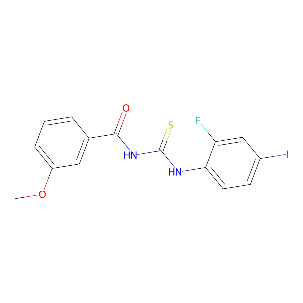 N-[(2-fluoro-4-iodophenyl)carbamothioyl]-3-methoxybenzamide molecular structure, CAS 838843-42-8