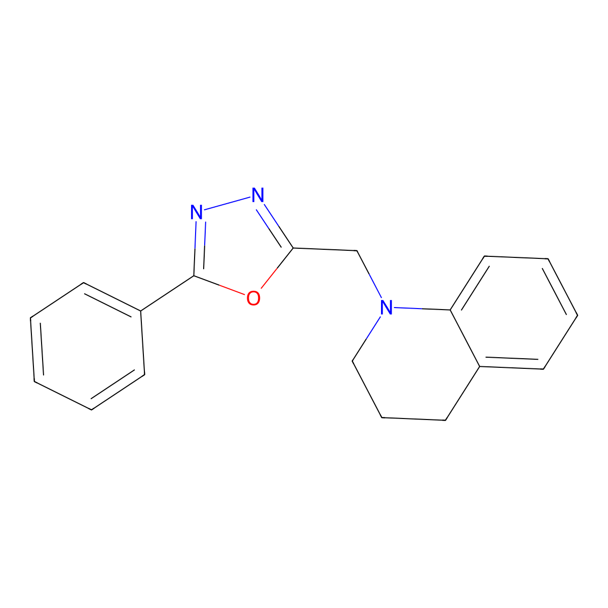 1-[(5-Phenyl-1,3,4-oxadiazol-2-yl)methyl]-1,2,3,4-tetrahydroquinoline molecular structure, CAS 838843-54-2