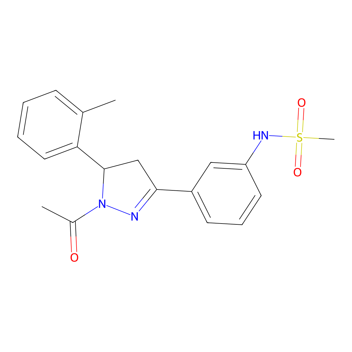 N-(3-(1-acetyl-5-(o-tolyl)-4,5-dihydro-1H-pyrazol-3-yl)phenyl)methanesulfonamide molecular structure, CAS 838843-83-7