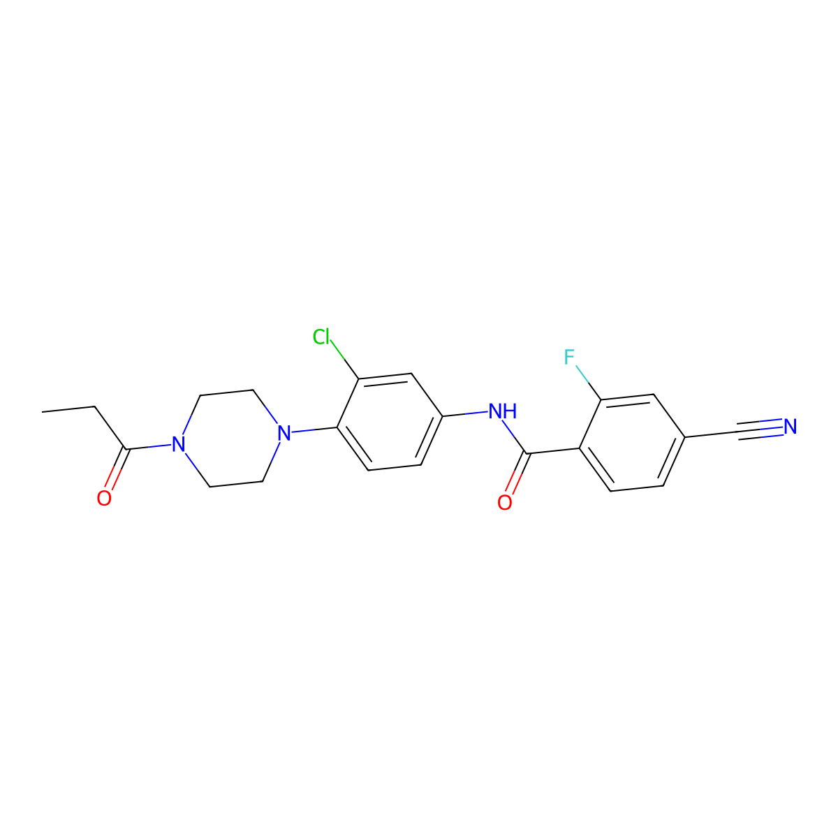 N-[3-chloro-4-(4-propanoylpiperazin-1-yl)phenyl]-4-cyano-2-fluorobenzamide molecular structure, CAS 838843-93-9