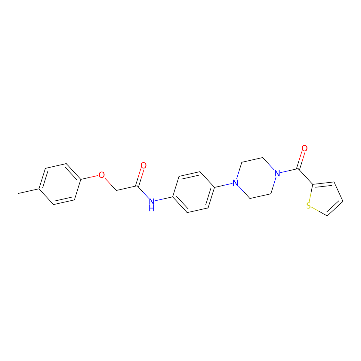 2-(4-methylphenoxy)-N-[4-[4-(thiophene-2-carbonyl)piperazin-1-yl]phenyl]acetamide molecular structure, CAS 838843-95-1