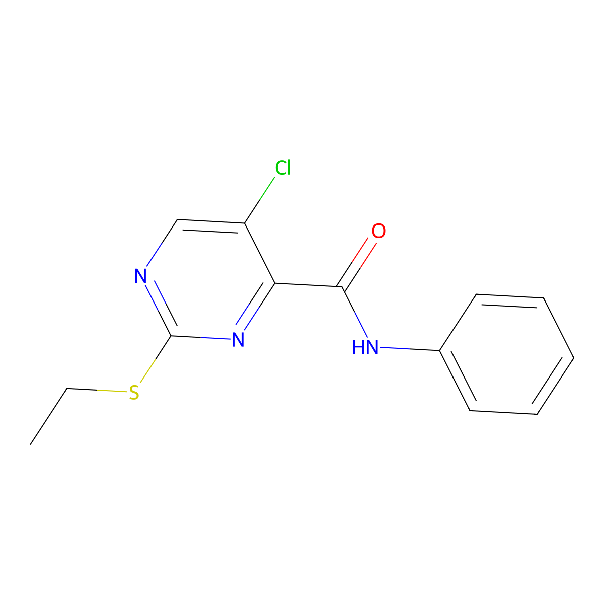 5-chloro-2-ethylsulfanyl-N-phenylpyrimidine-4-carboxamide molecular structure, CAS 838844-26-1