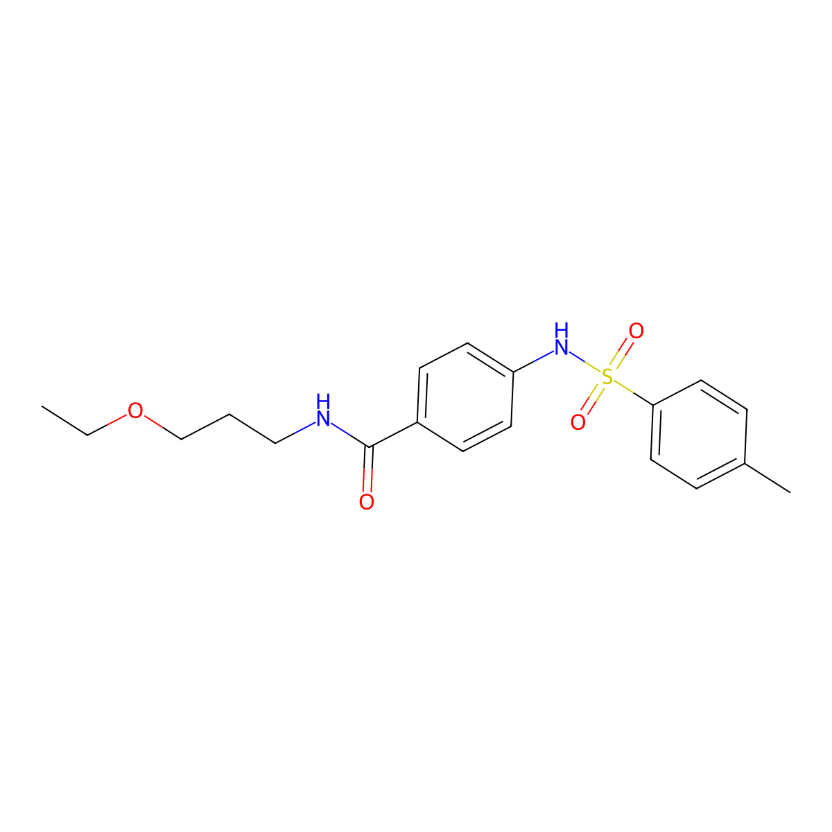 N-(3-ethoxypropyl)-4-[(4-methylphenyl)sulfonylamino]benzamide molecular structure, CAS 838844-59-0