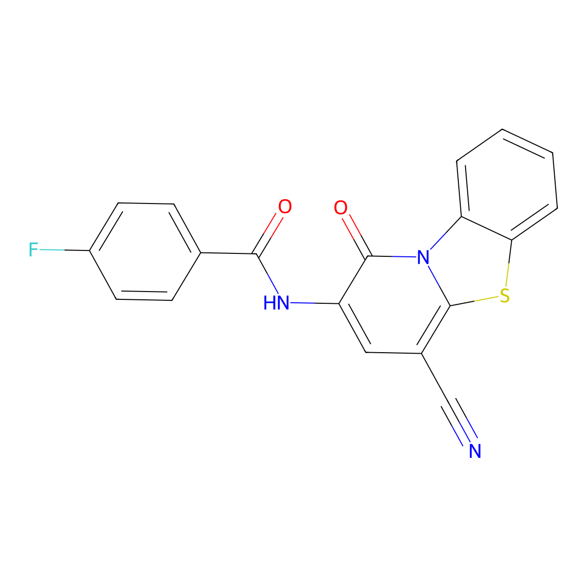 N-(4-cyano-1-oxo-1H-pyrido[2,1-b][1,3]benzothiazol-2-yl)-4-fluorobenzamide molecular structure, CAS 838844-73-8