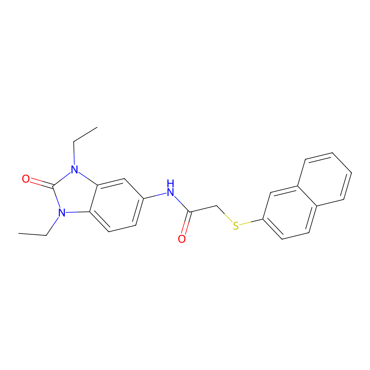 N-(1,3-diethyl-2-oxobenzimidazol-5-yl)-2-naphthalen-2-ylsulfanylacetamide molecular structure, CAS 838844-79-4
