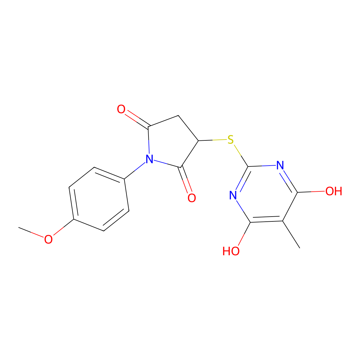 3-[(4,6-Dihydroxy-5-methylpyrimidin-2-yl)sulfanyl]-1-(4-methoxyphenyl)pyrrolidine-2,5-dione molecular structure, CAS 838844-94-3