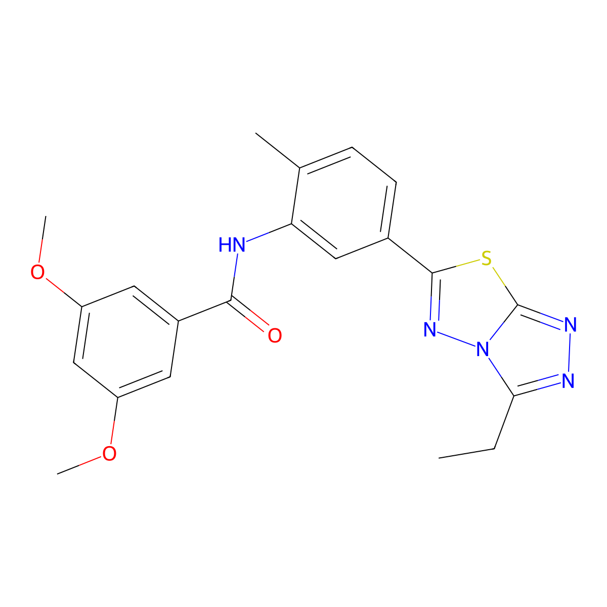 N-[5-(3-ethyl[1,2,4]triazolo[3,4-b][1,3,4]thiadiazol-6-yl)-2-methylphenyl]-3,5-dimethoxybenzamide molecular structure, CAS 838849-32-4