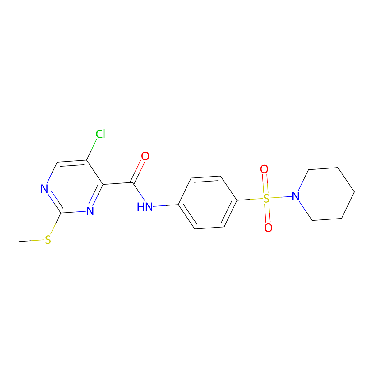 5-chloro-2-methylsulfanyl-N-(4-piperidin-1-ylsulfonylphenyl)pyrimidine-4-carboxamide molecular structure, CAS 838849-33-5