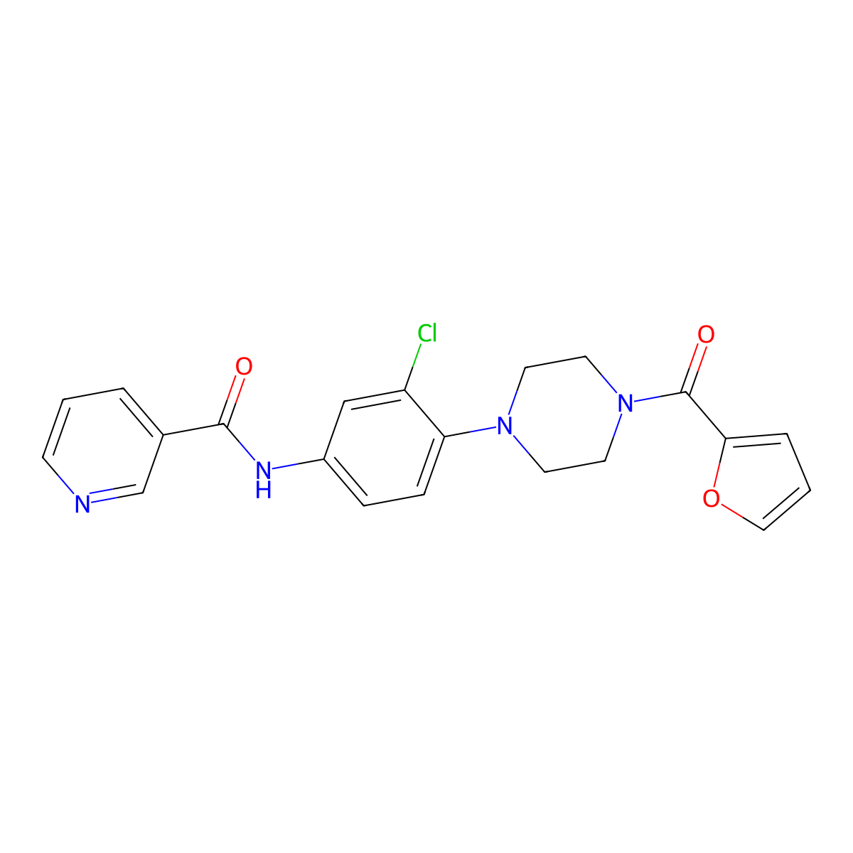 N-[3-chloro-4-[4-(furan-2-carbonyl)piperazin-1-yl]phenyl]pyridine-3-carboxamide molecular structure, CAS 838849-35-7