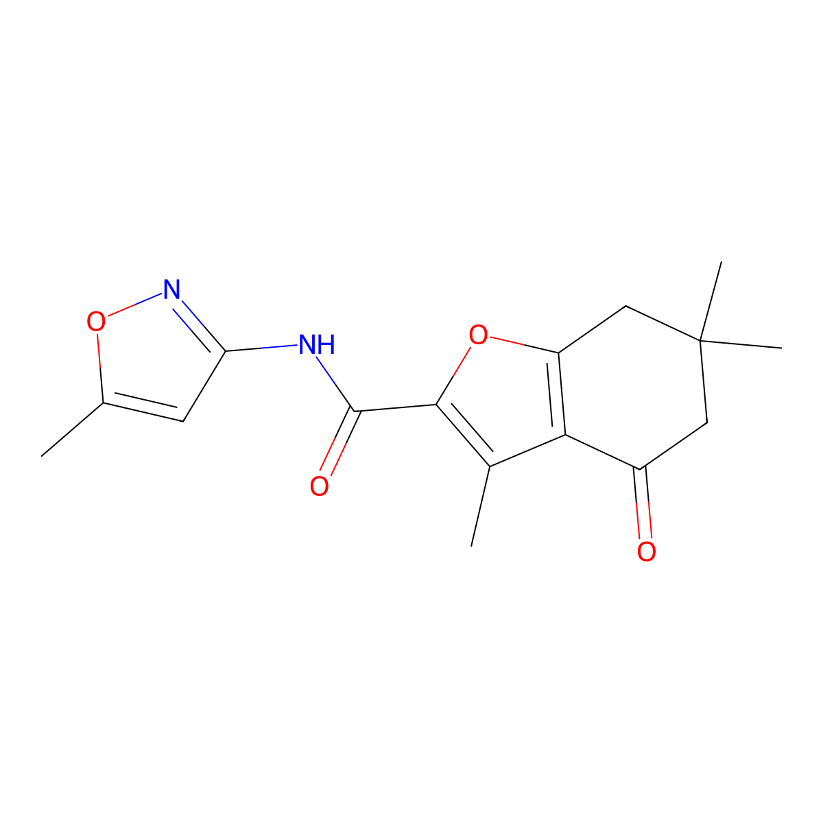 3,6,6-trimethyl-N-(5-methyl-1,2-oxazol-3-yl)-4-oxo-4,5,6,7-tetrahydro-1-benzofuran-2-carboxamide molecular structure, CAS 838849-39-1