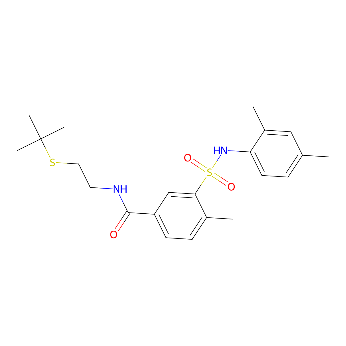 N-(2-tert-butylsulfanylethyl)-3-[(2,4-dimethylphenyl)sulfamoyl]-4-methylbenzamide molecular structure, CAS 838849-56-2