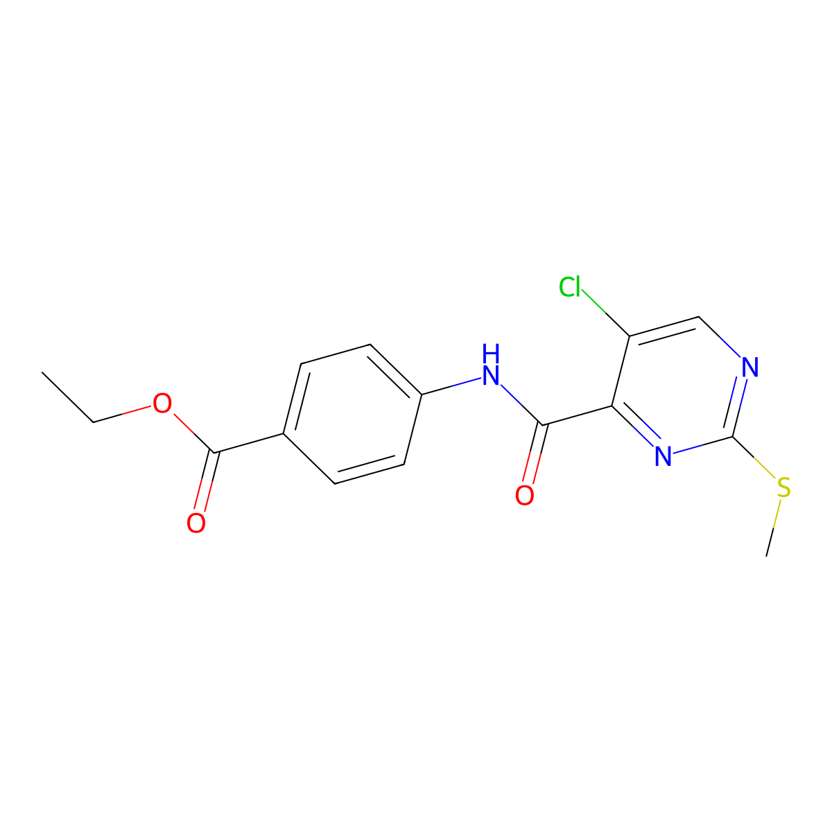 Ethyl 4-[(5-chloro-2-methylsulfanylpyrimidine-4-carbonyl)amino]benzoate molecular structure, CAS 838849-65-3