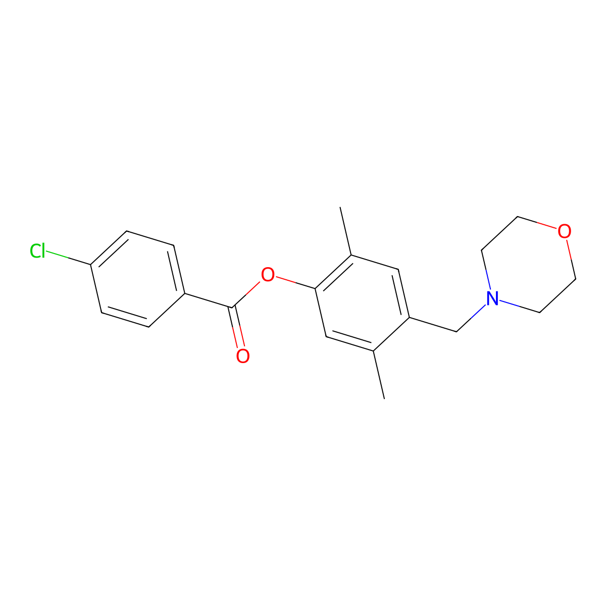 2,5-Dimethyl-4-(morpholinomethyl)phenyl 4-chlorobenzoate molecular structure, CAS 838850-04-7