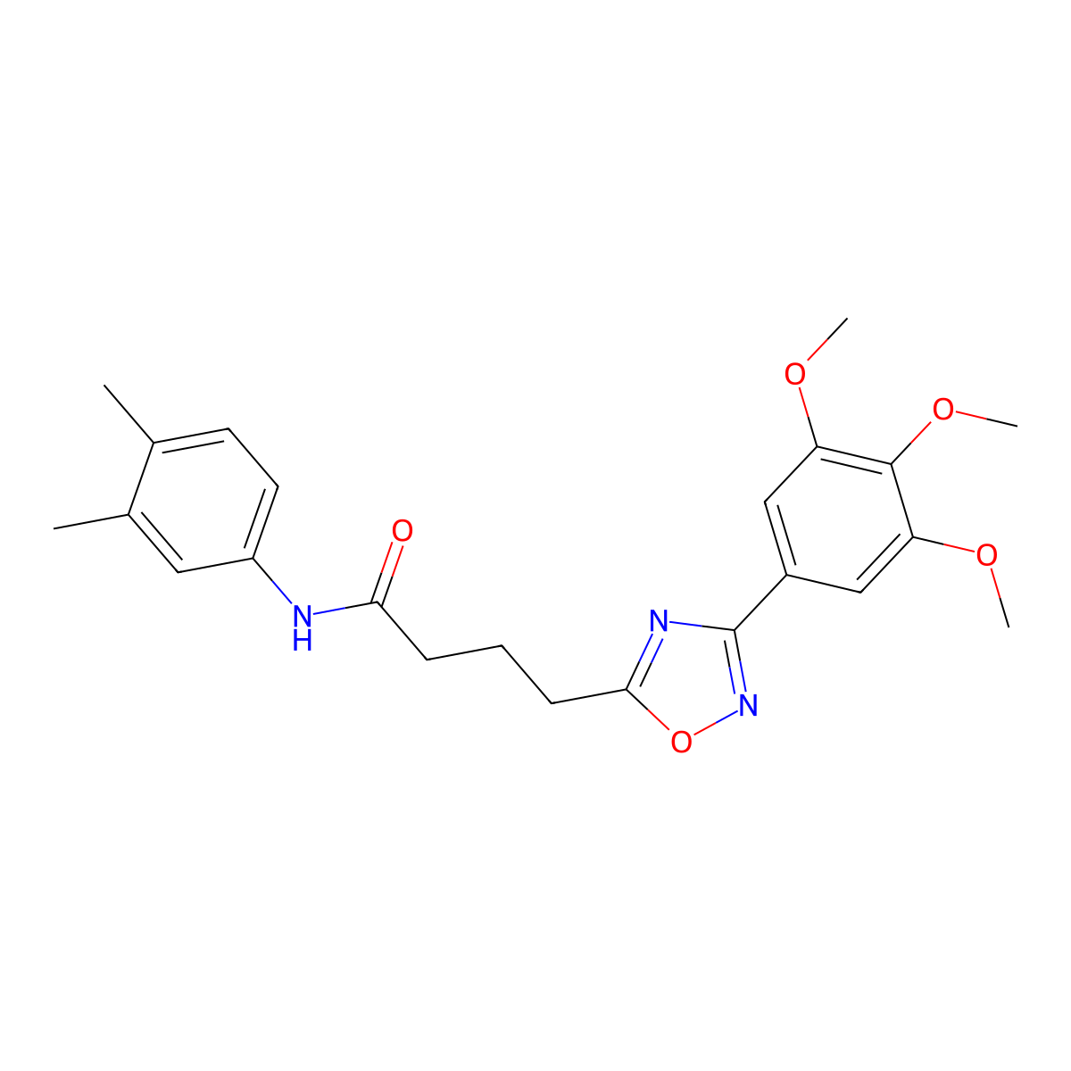 N-(3,4-dimethylphenyl)-4-[3-(3,4,5-trimethoxyphenyl)-1,2,4-oxadiazol-5-yl]butanamide molecular structure, CAS 838850-13-8