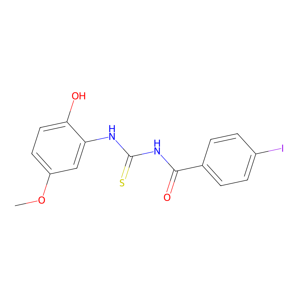 N-[(2-hydroxy-5-methoxyphenyl)carbamothioyl]-4-iodobenzamide molecular structure, CAS 838850-14-9