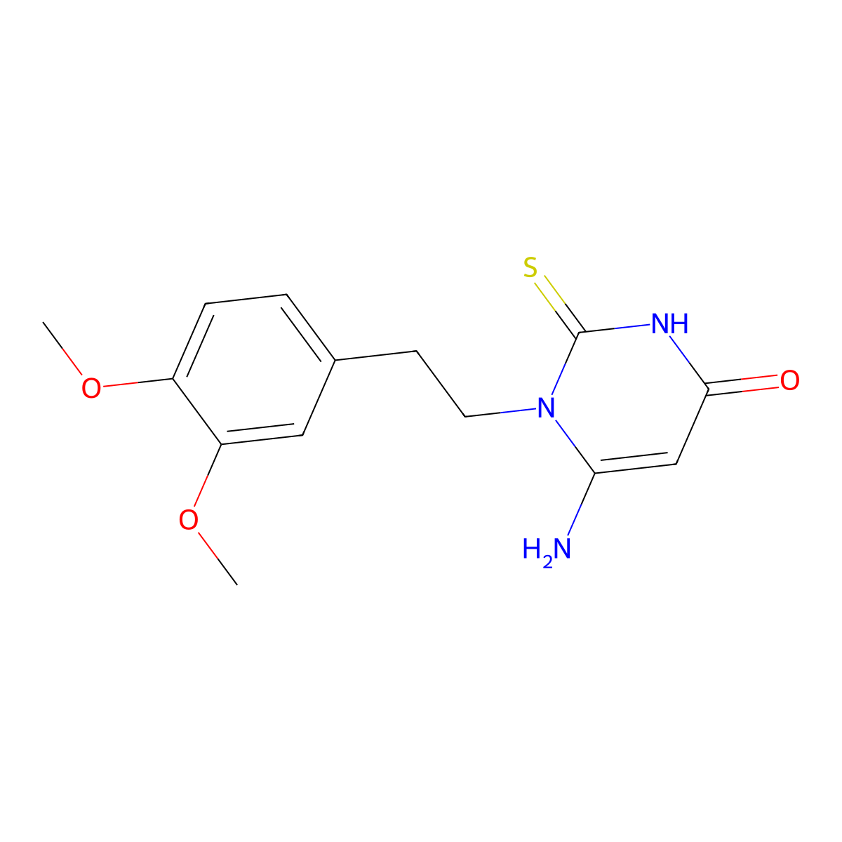 6-amino-1-(3,4-dimethoxyphenethyl)-2-thioxo-2,3-dihydropyrimidin-4(1H)-one molecular structure, CAS 838850-39-8