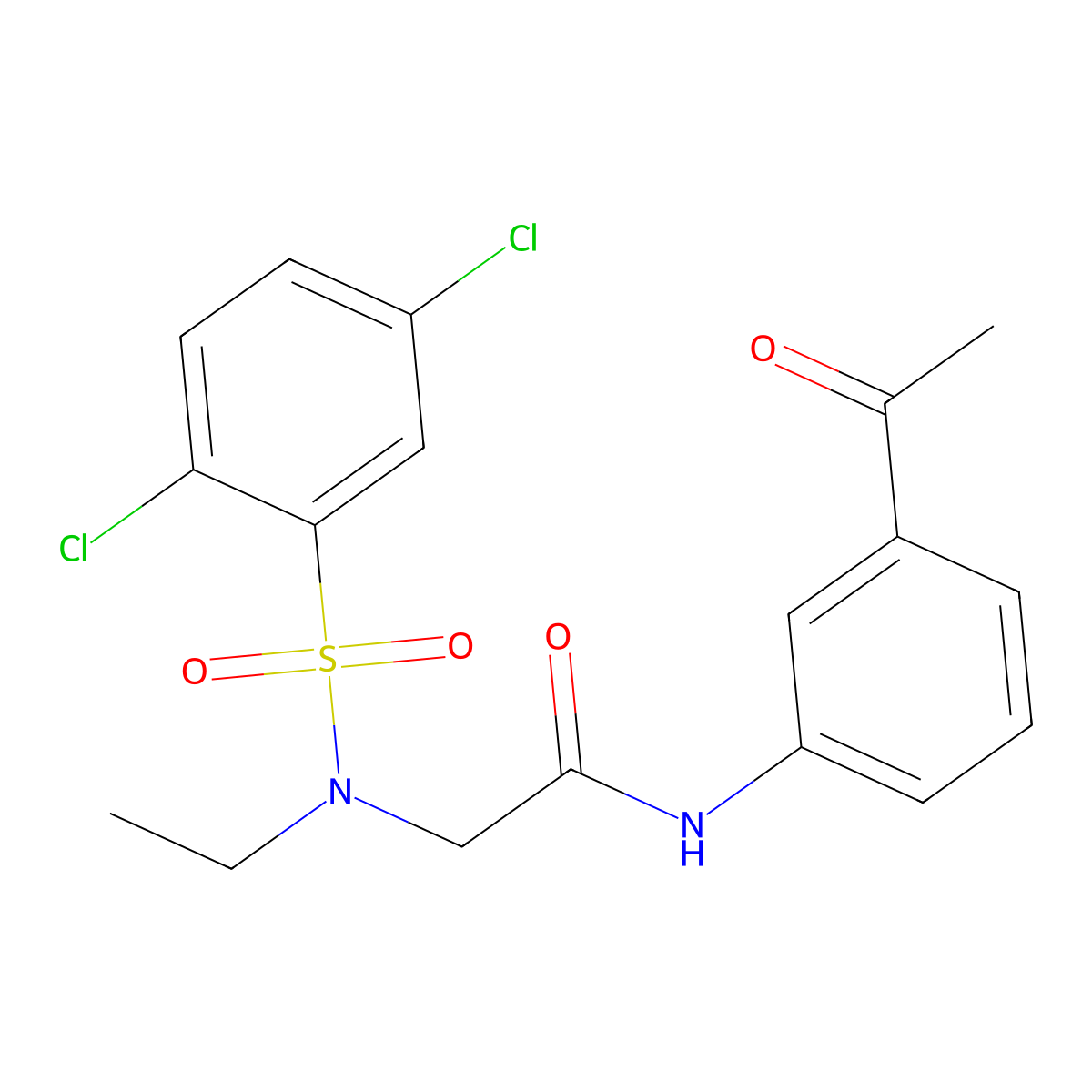 N-(3-acetylphenyl)-2-[(2,5-dichlorophenyl)sulfonyl-ethylamino]acetamide molecular structure, CAS 838850-67-2