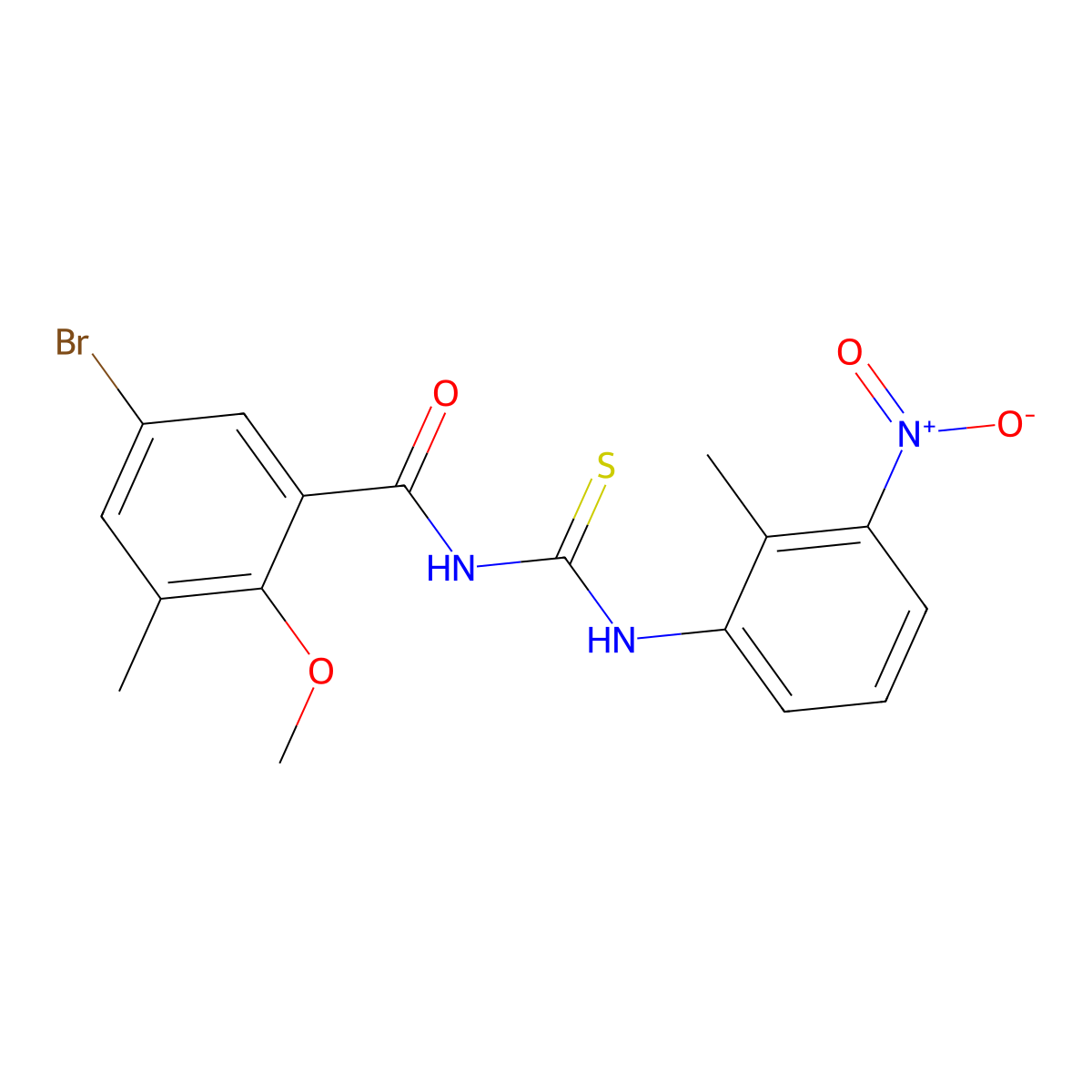 5-bromo-2-methoxy-3-methyl-N-[(2-methyl-3-nitrophenyl)carbamothioyl]benzamide molecular structure, CAS 838850-73-0