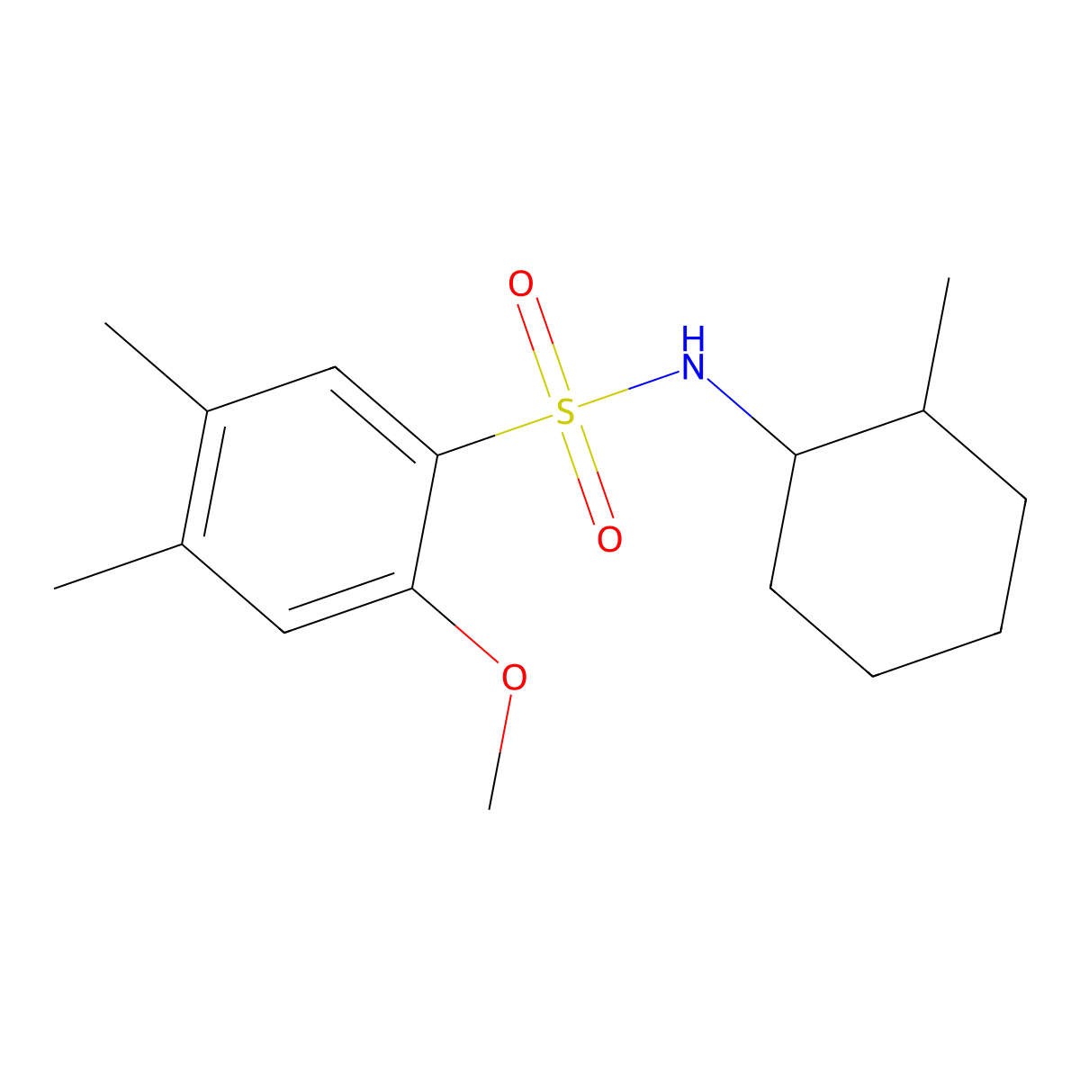 2-methoxy-4,5-dimethyl-N-(2-methylcyclohexyl)benzenesulfonamide molecular structure, CAS 838851-46-0