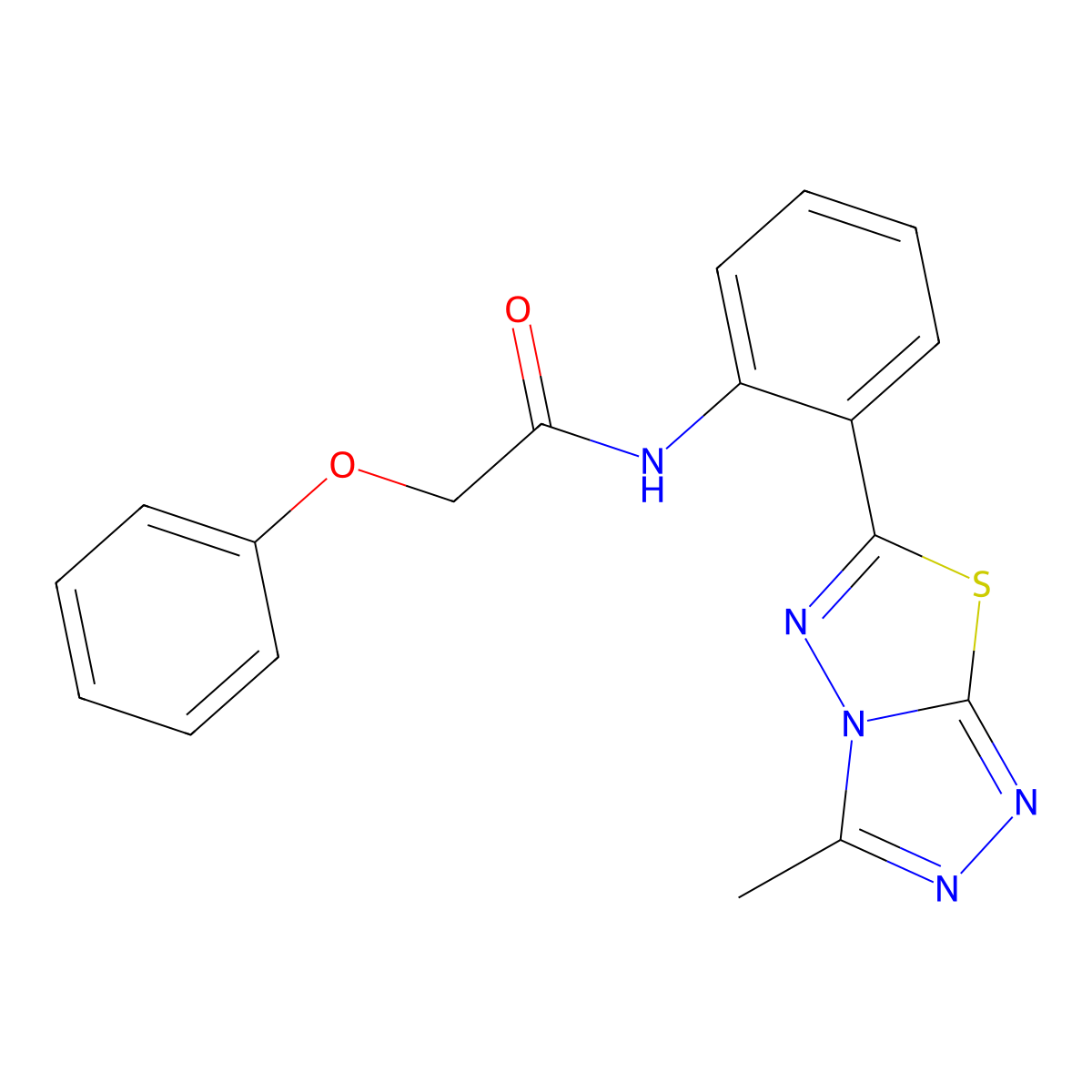 N-[2-(3-methyl[1,2,4]triazolo[3,4-b][1,3,4]thiadiazol-6-yl)phenyl]-2-phenoxyacetamide molecular structure, CAS 838851-61-9