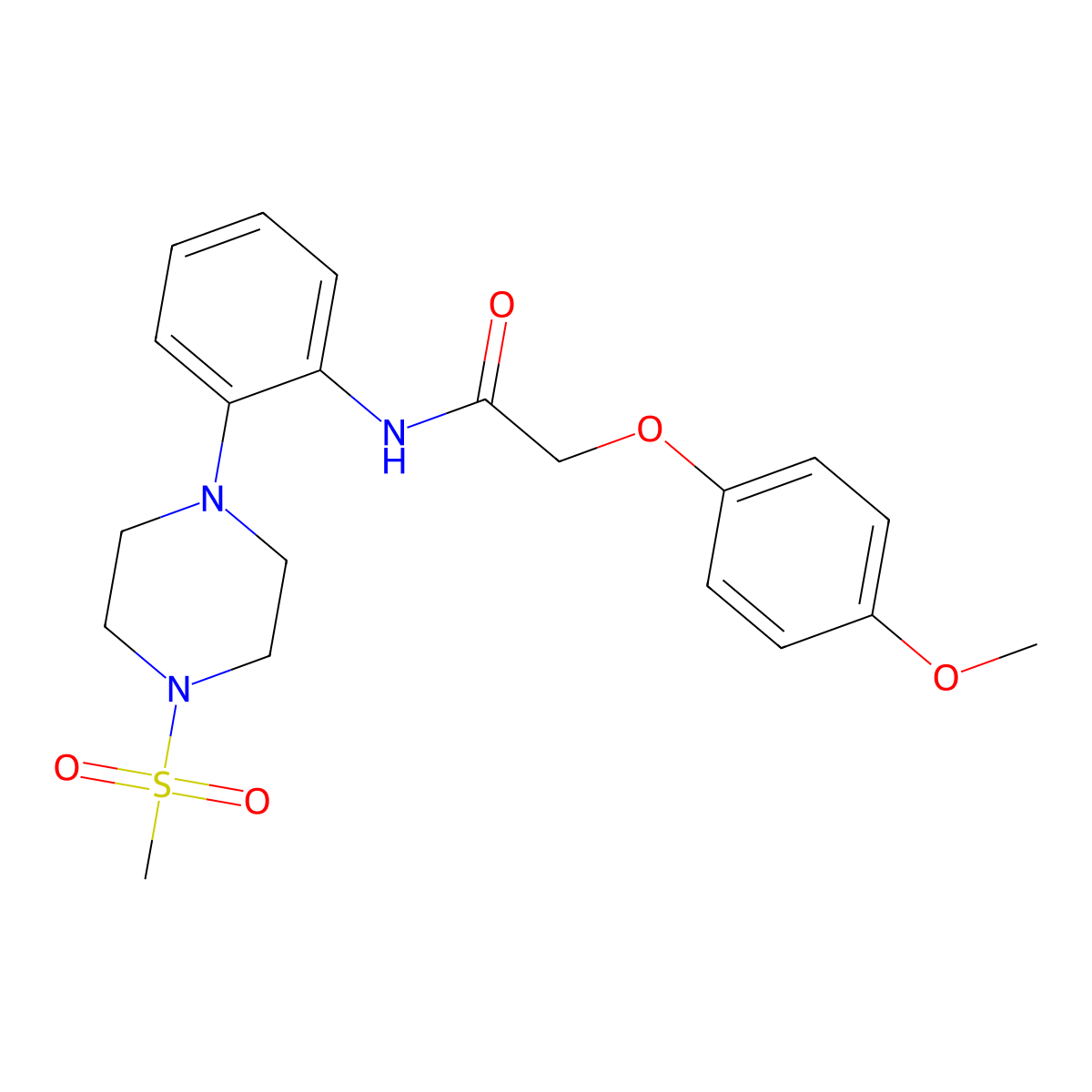 2-(4-methoxyphenoxy)-N-[2-(4-methylsulfonylpiperazin-1-yl)phenyl]acetamide molecular structure, CAS 838851-65-3