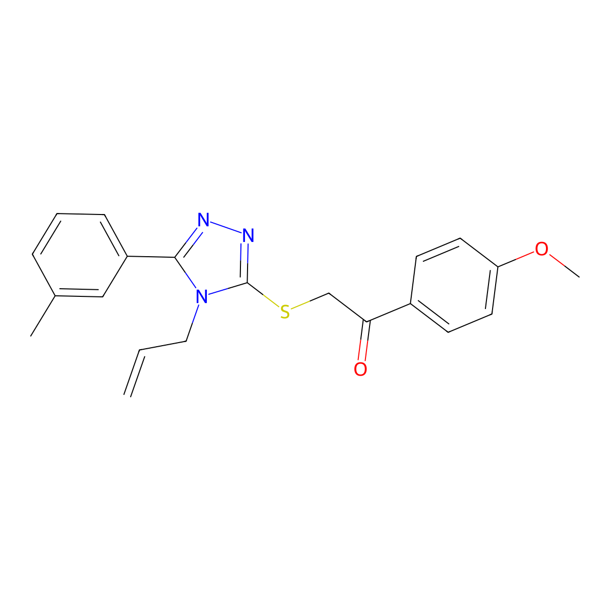 1-(4-Methoxyphenyl)-2-[[5-(3-methylphenyl)-4-prop-2-enyl-1,2,4-triazol-3-yl]sulfanyl]ethanone molecular structure, CAS 838851-73-3