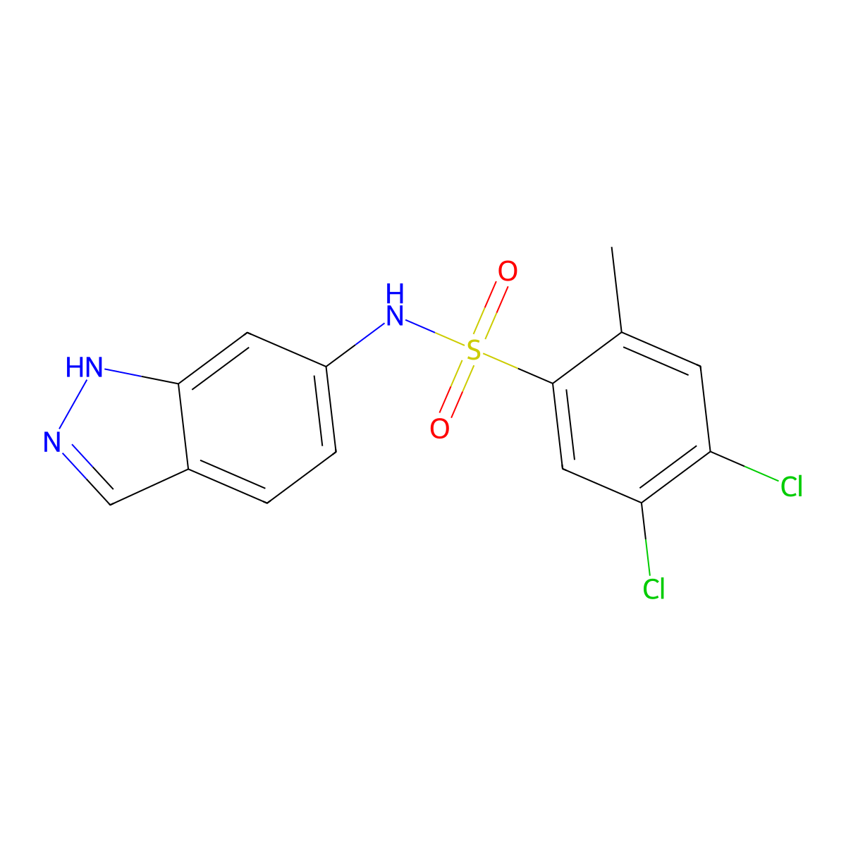 4,5-dichloro-N-(1H-indazol-6-yl)-2-methylbenzenesulfonamide molecular structure, CAS 838851-78-8