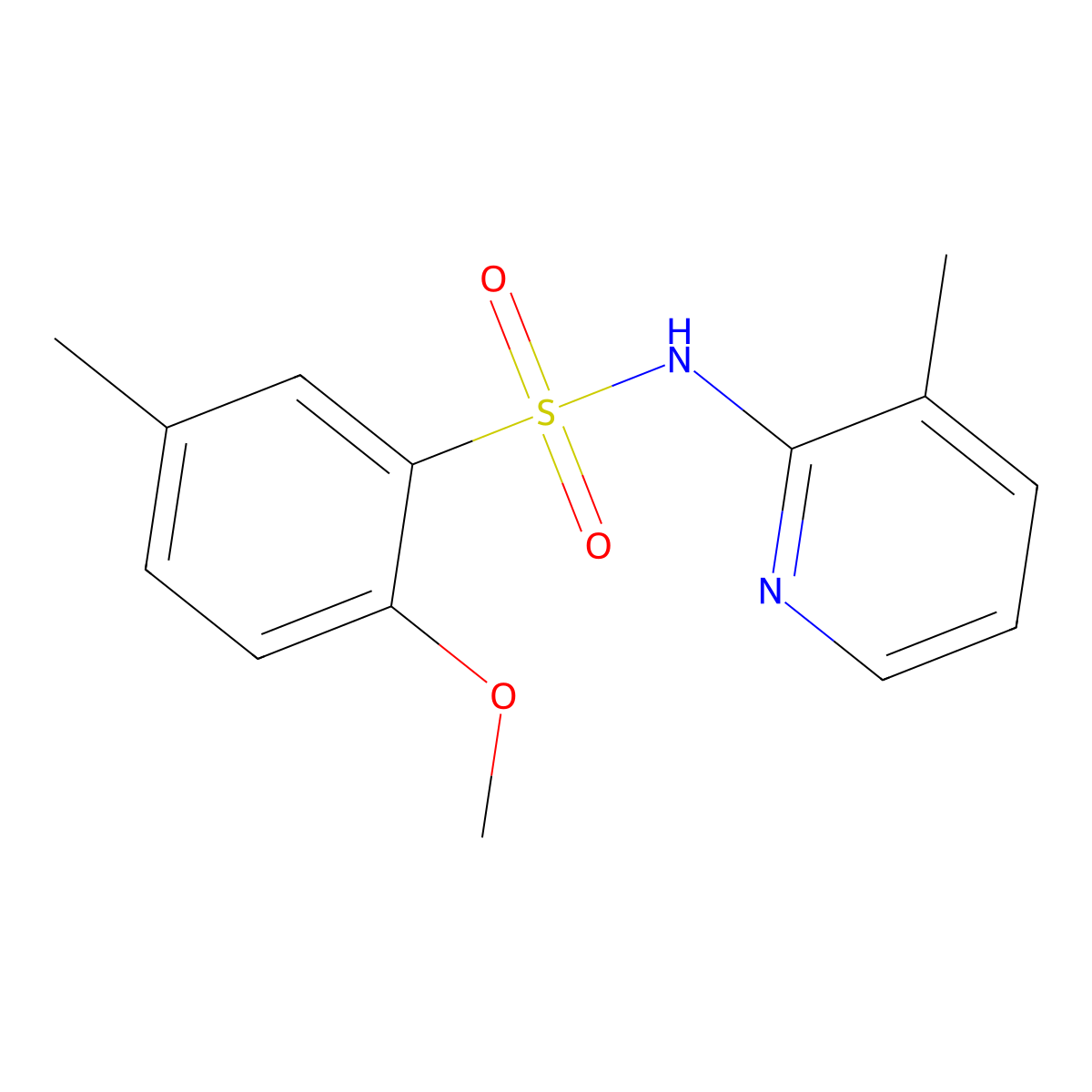 2-methoxy-5-methyl-N-(3-methylpyridin-2-yl)benzenesulfonamide molecular structure, CAS 838851-83-5