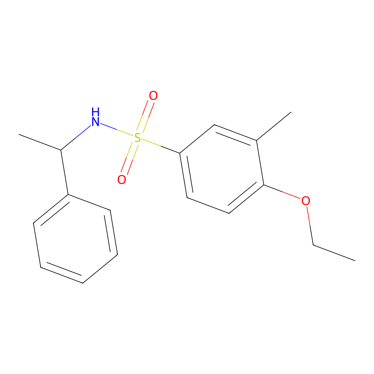 4-ethoxy-3-methyl-N-(1-phenylethyl)benzenesulfonamide molecular structure, CAS 838851-88-0