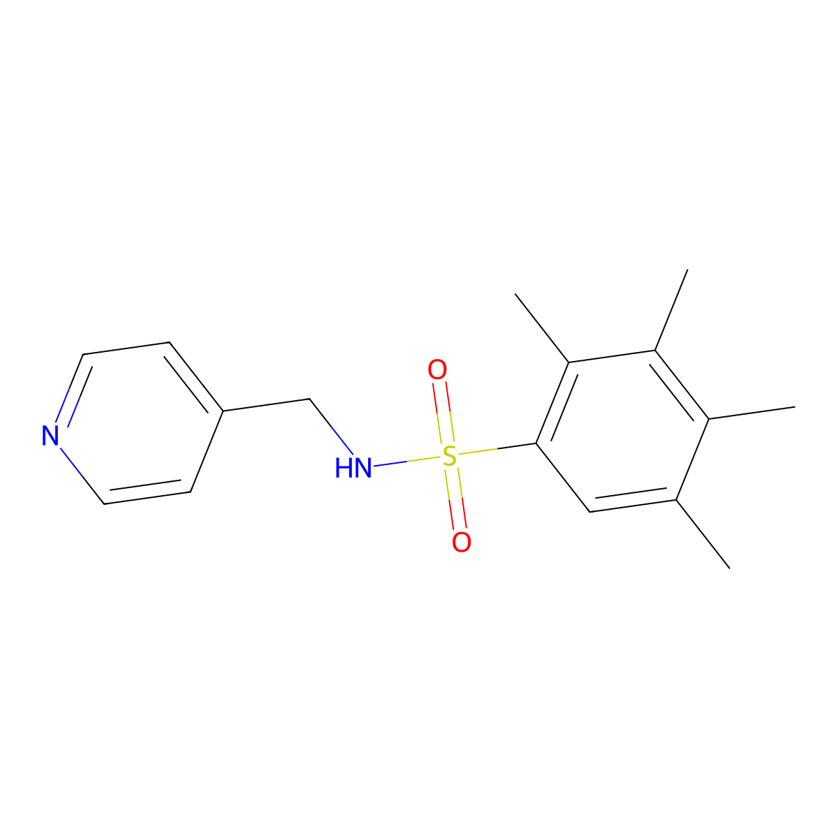 2,3,4,5-tetramethyl-N-(pyridin-4-ylmethyl)benzenesulfonamide molecular structure, CAS 838852-13-4