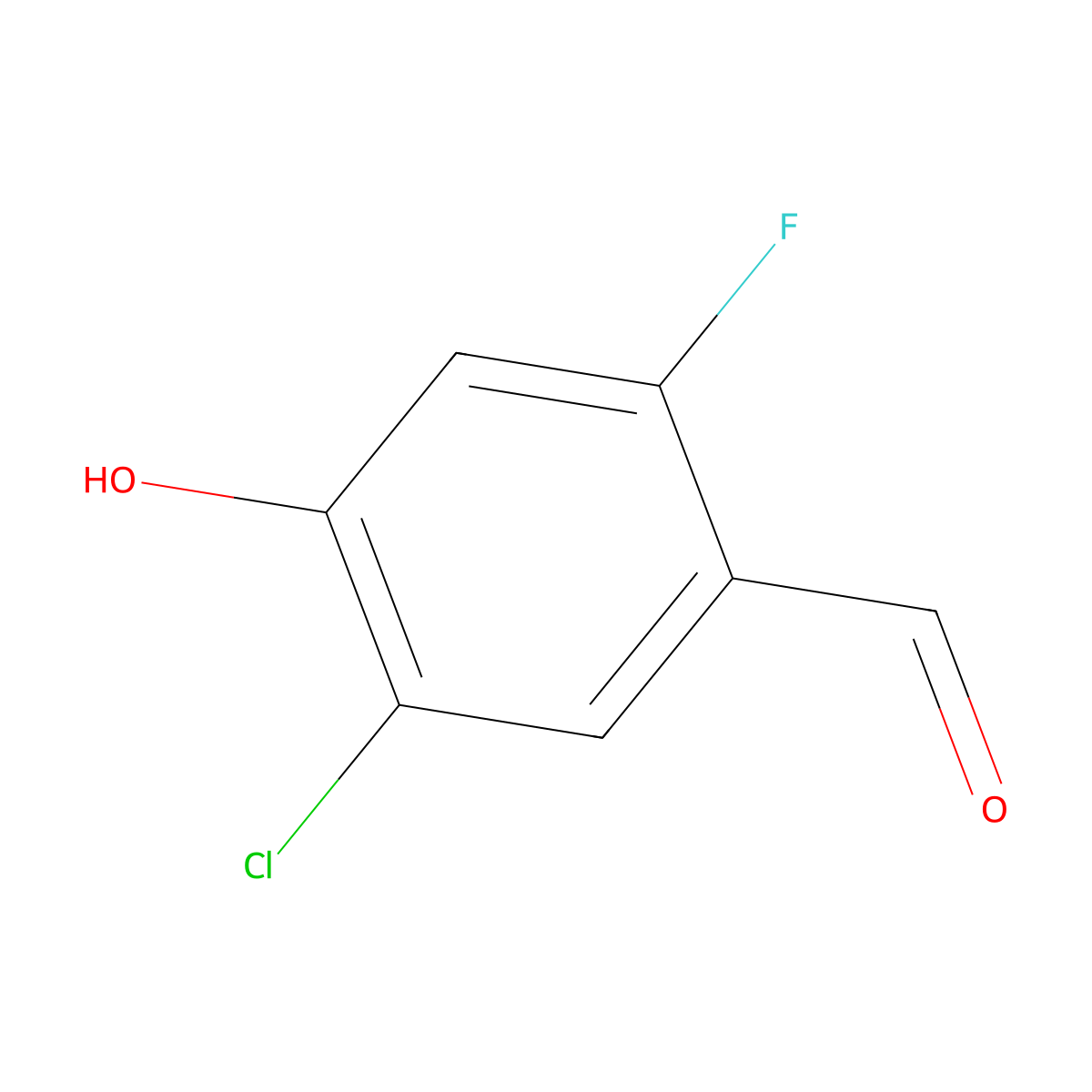 5-Chloro-2-fluoro-4-hydroxybenzaldehyde molecular structure, CAS 838856-31-8