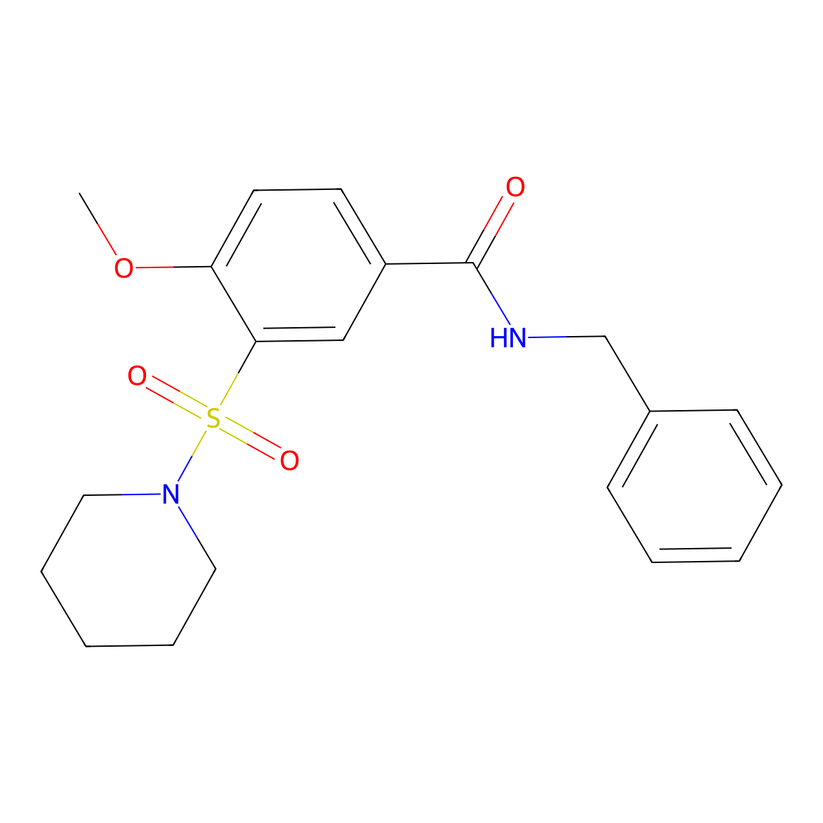 N-benzyl-4-methoxy-3-piperidin-1-ylsulfonylbenzamide molecular structure, CAS 838860-65-4