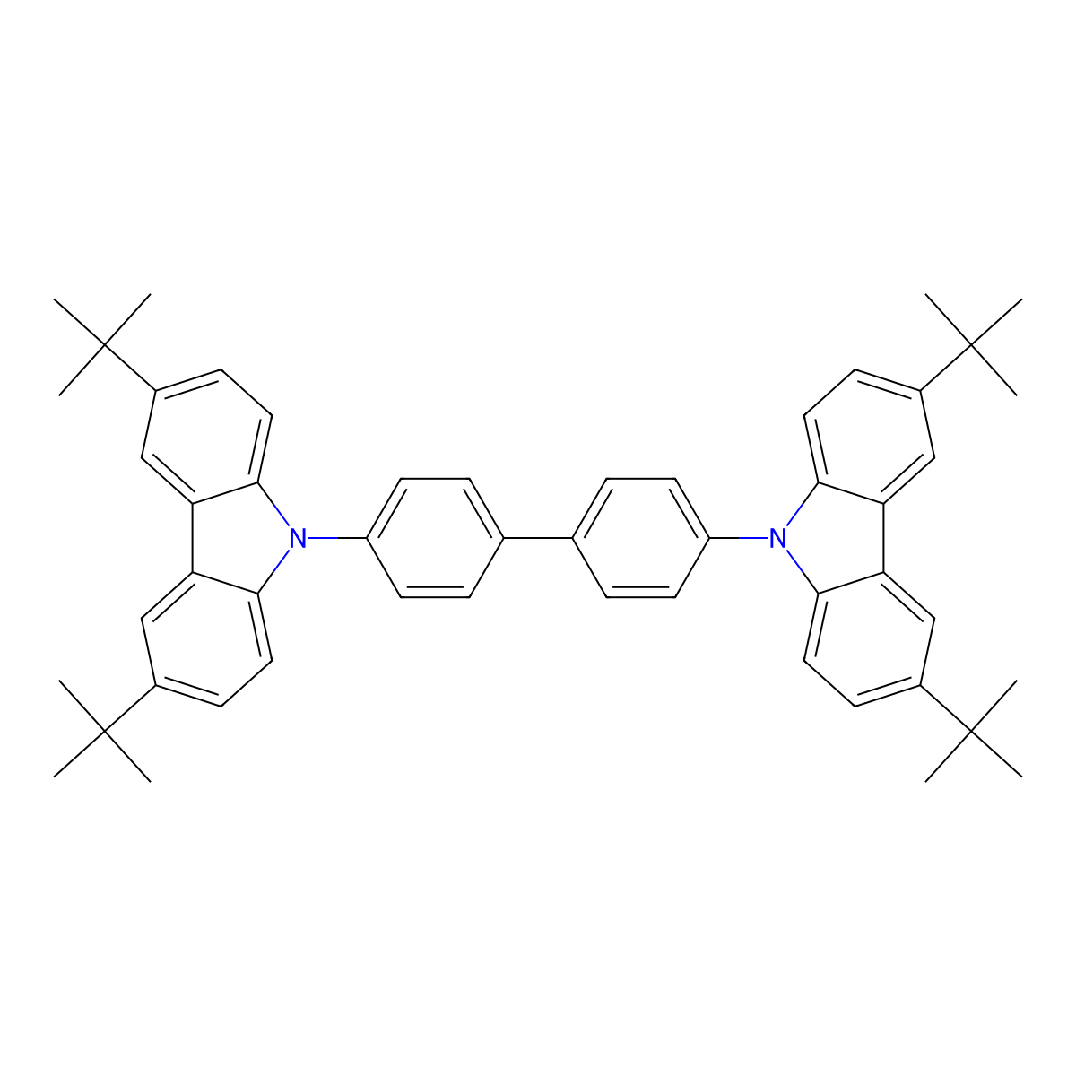 4,4'-Bis(3,6-di-tert-butyl-9h-carbazol-9-yl)-1,1'-biphenyl molecular structure, CAS 838862-47-8