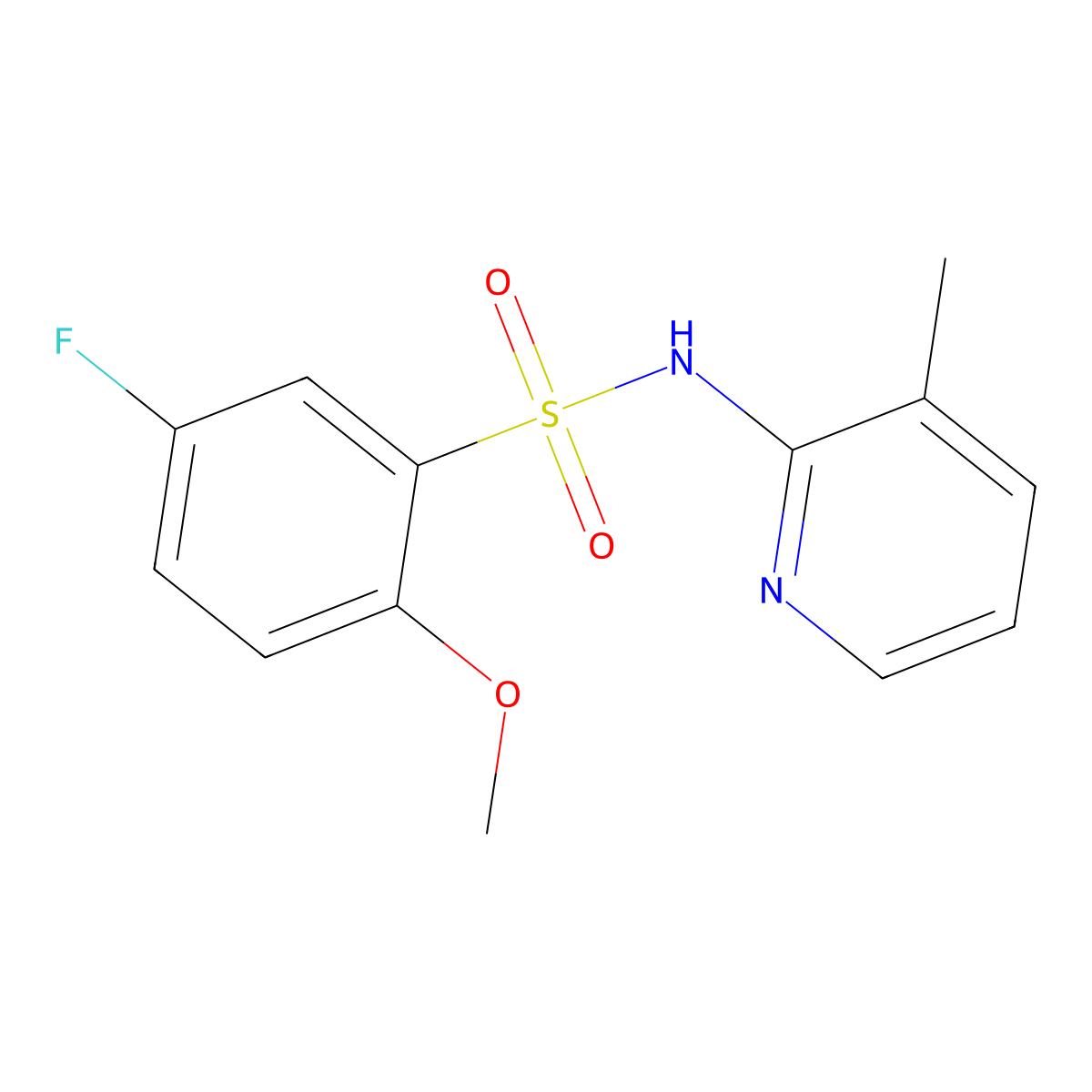 5-fluoro-2-methoxy-N-(3-methylpyridin-2-yl)benzenesulfonamide molecular structure, CAS 838864-87-2