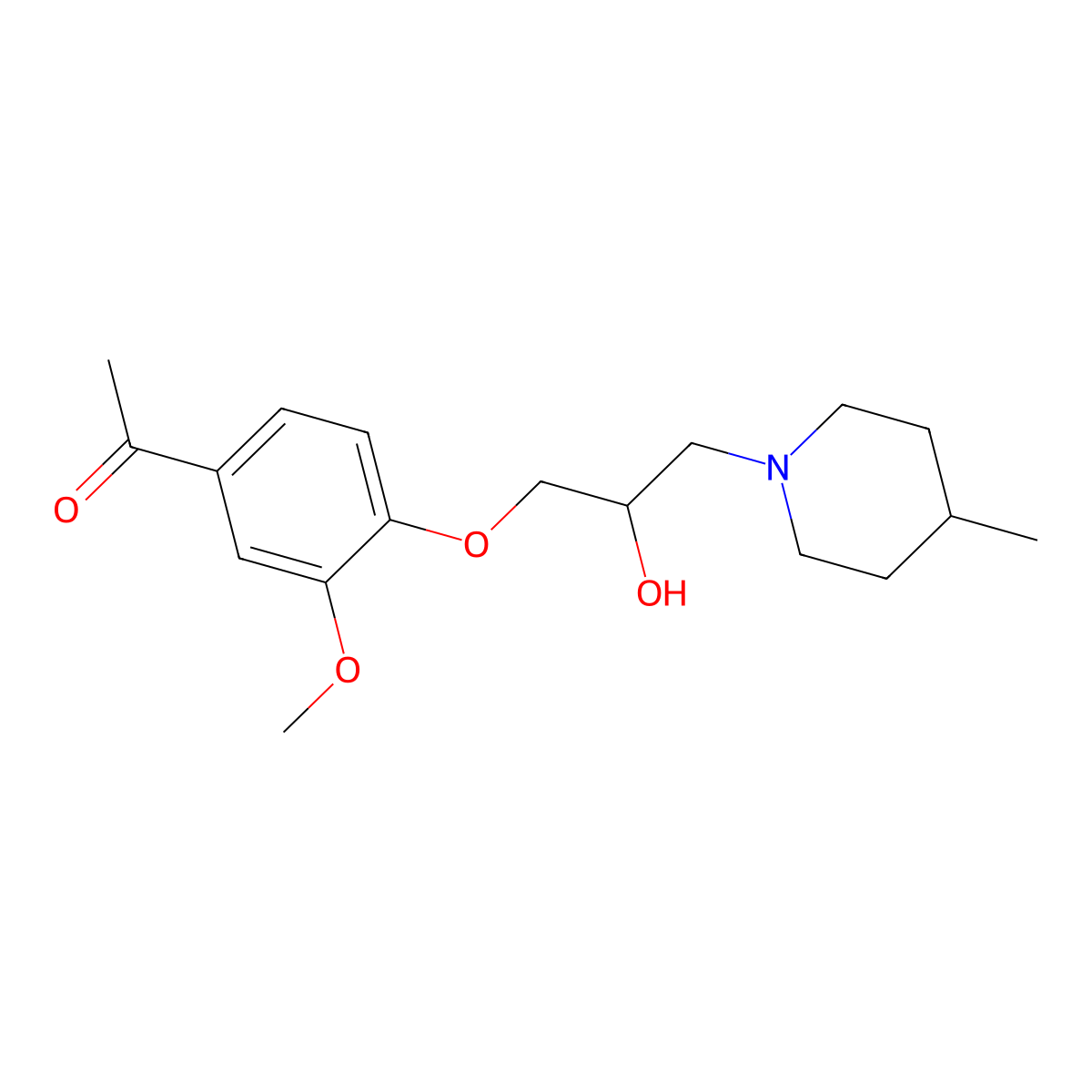 1-Acetyl-4-[2-hydroxy-3-(4-methylpiperidyl)propoxy]-3-methoxybenzene molecular structure, CAS 838864-94-1