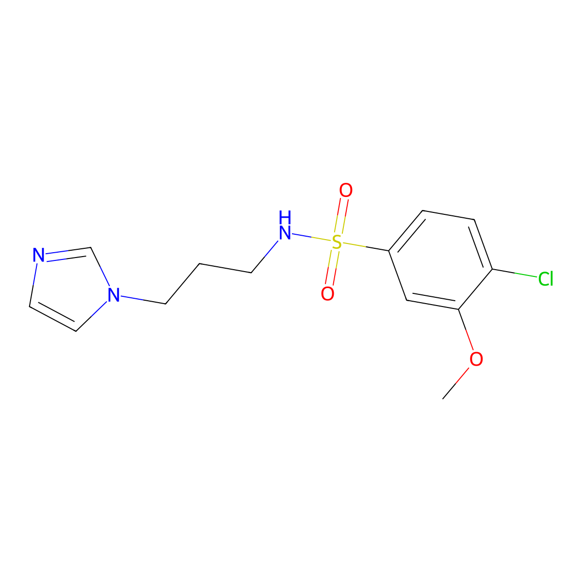 4-Chloro-N-(3-imidazol-1-yl-propyl)-3-methoxy-benzenesulfonamide molecular structure, CAS 838865-22-8
