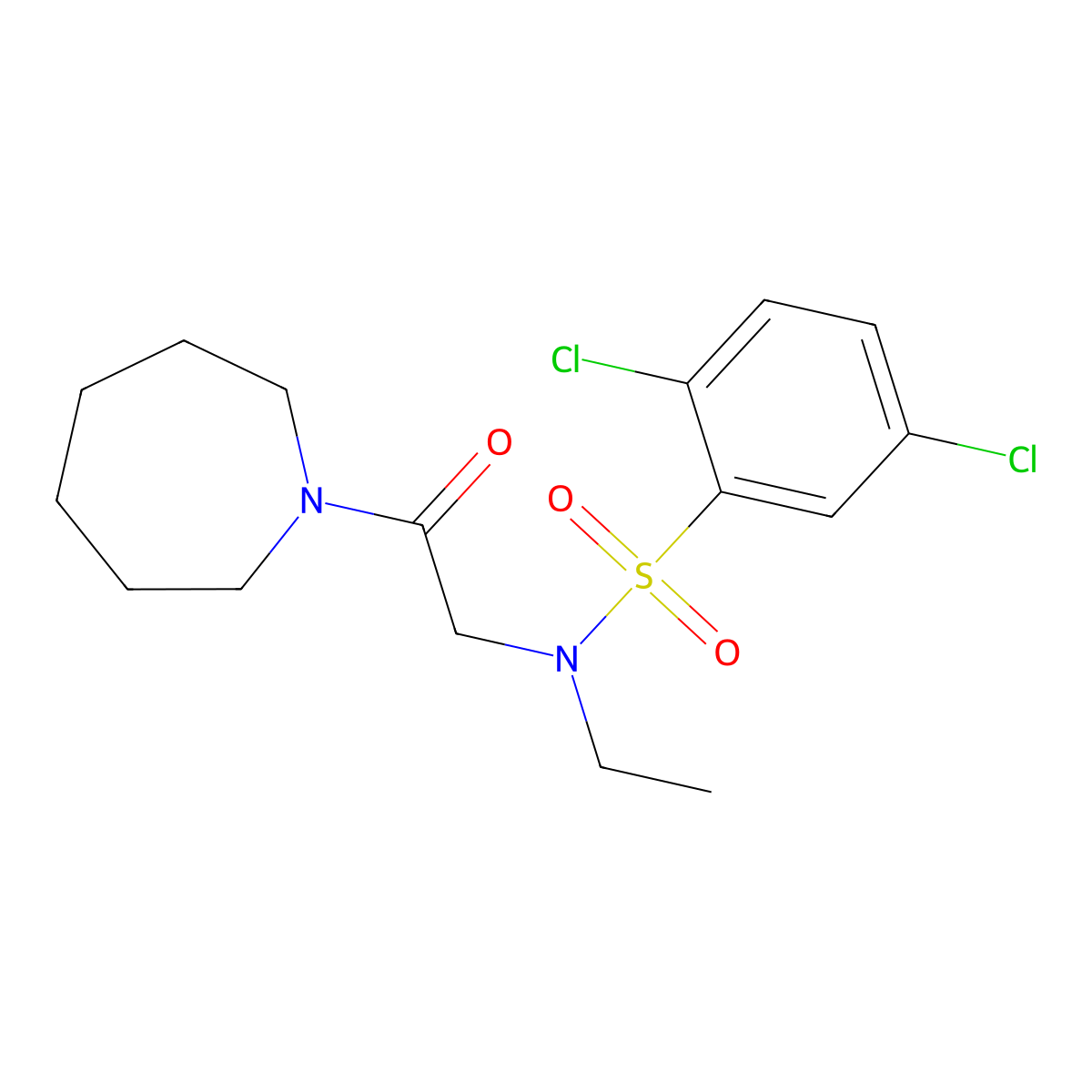 N-[2-(azepan-1-yl)-2-oxoethyl]-2,5-dichloro-N-ethylbenzenesulfonamide molecular structure, CAS 838865-23-9